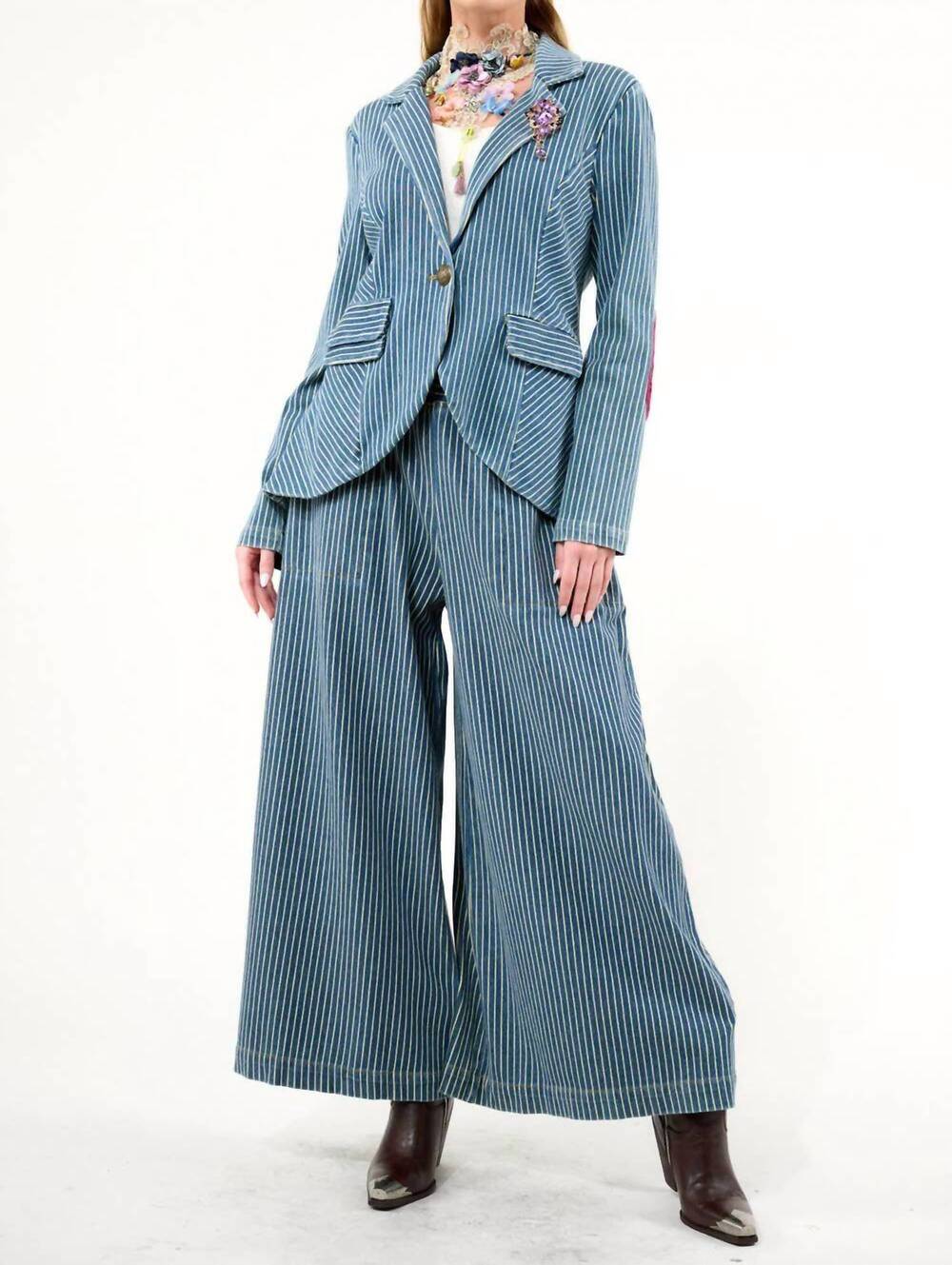 NEW ARATTA alaia blazer and pants set in denim stripe